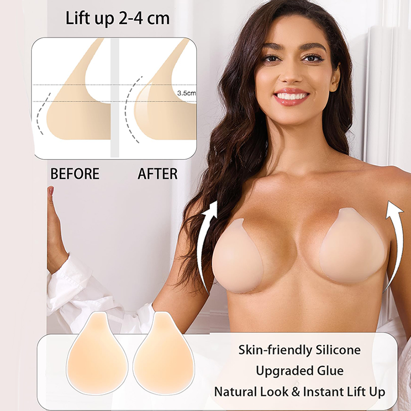 1/2 Pairs النساء لزجة الصدرية  - مراجعة Strapless Bra Adhesive وسعره